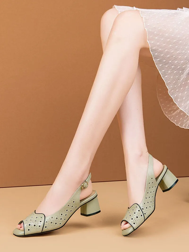 Amozae Summer Woman Sandals Open Toe Pumps Back Strap Mid Heels Dress Shoes Peep Toe Ladies Shoes Sandalias Mujer Pumps Escarpins