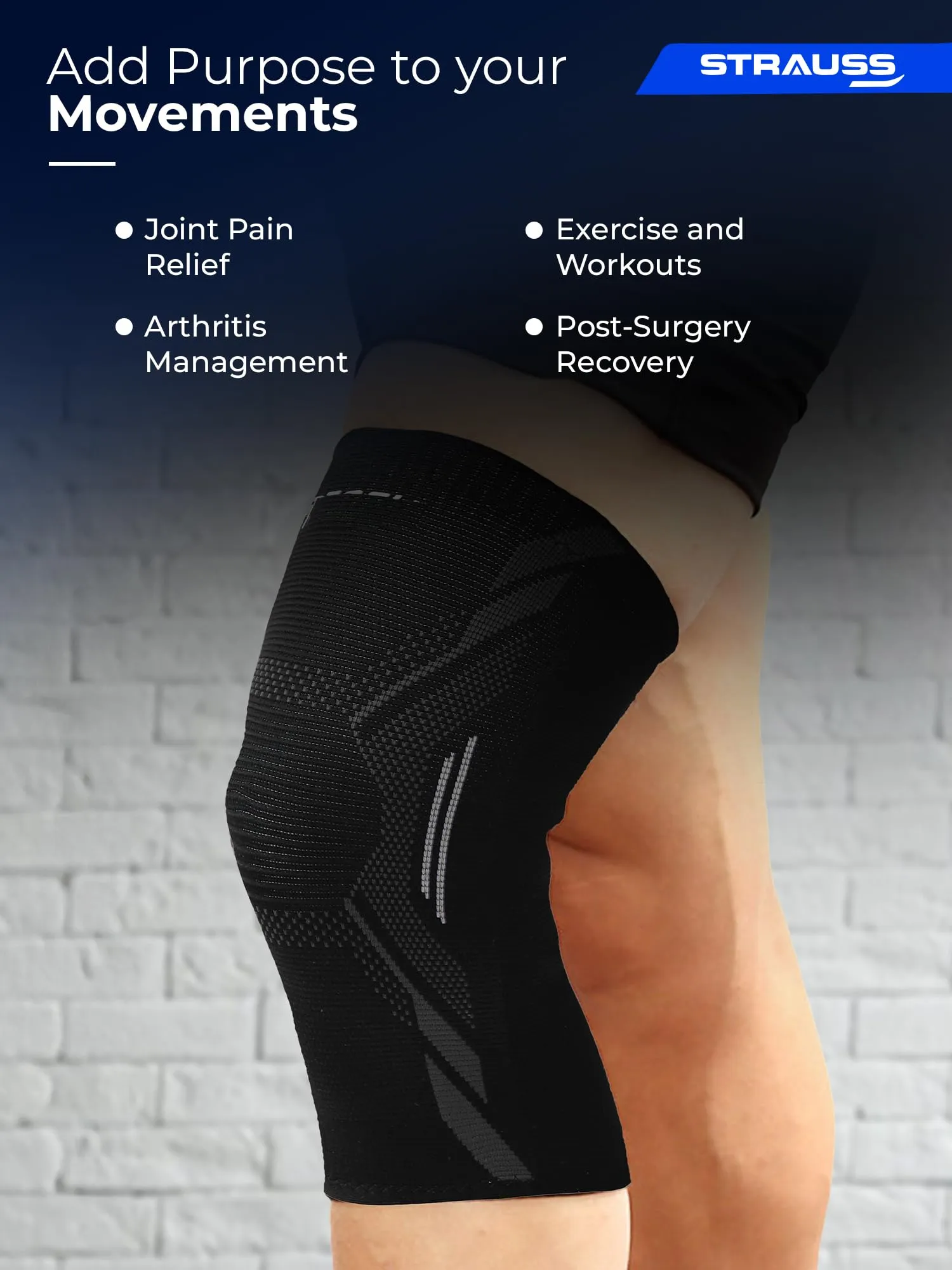 STRAUSS Sports Knee Caps for Women and Men | Knee Support for Joint Pain Relief