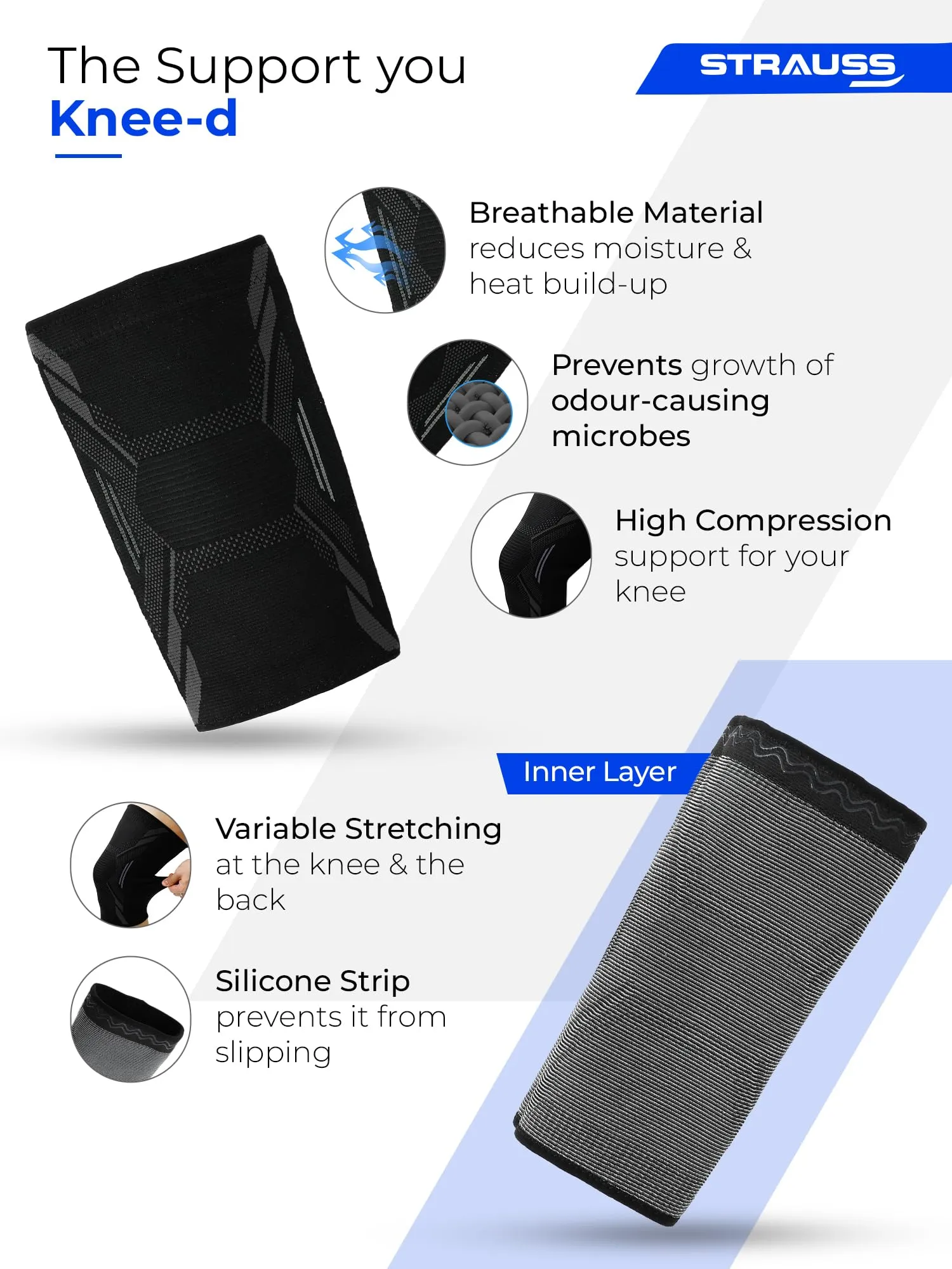 STRAUSS Sports Knee Caps for Women and Men | Knee Support for Joint Pain Relief